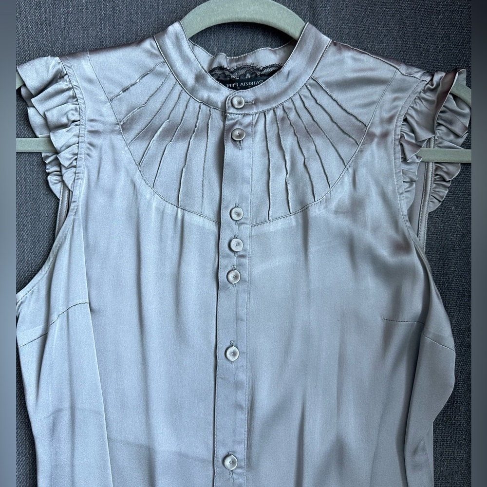 Partizia Pepe Silver Bodysuit Short Sleeve Top - size 42